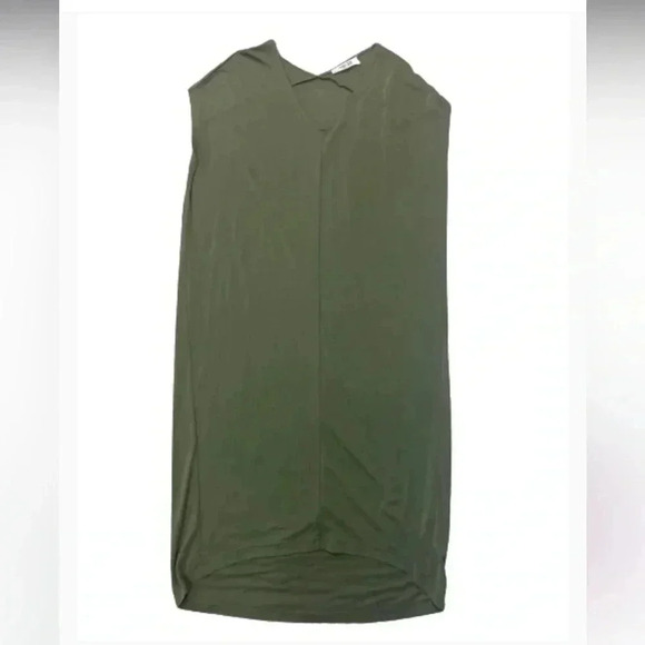 Double Zero V Neck Dress Olive Green high low dolman short sleeves size medium - Picture 2 of 7